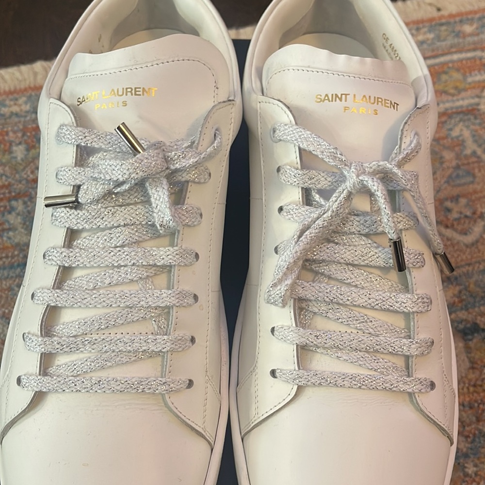 SAINT LAURENT sneakers/white,red, and royal blue sz 46 - Picture 7 of 8